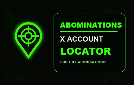 Green crosshair map-pin logo for Abominations X Account Locator